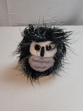 GANZ Black and Gray Fuzzy Owl Plush